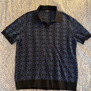 NWOT Todd Snyder Men's Polo with Navy and Black Diamond Pattern